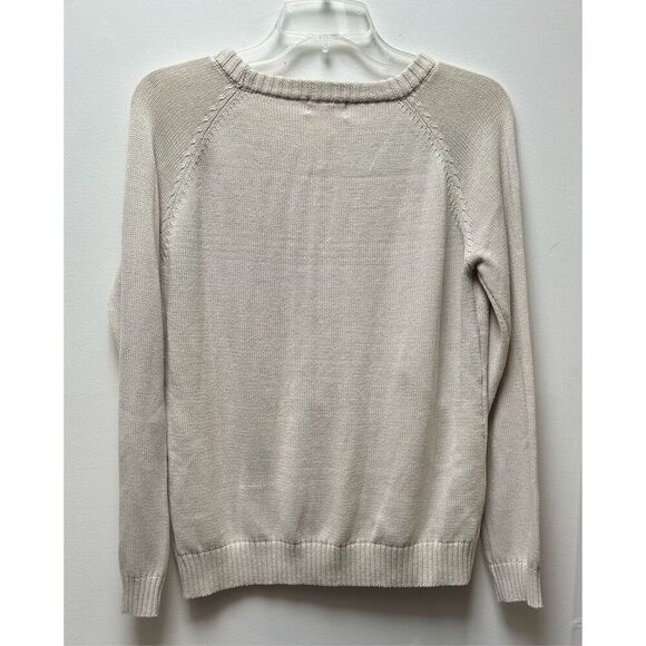 Pink Lily women’s cream knit sweater pink heart size Medium #44-1726 - Picture 5 of 5